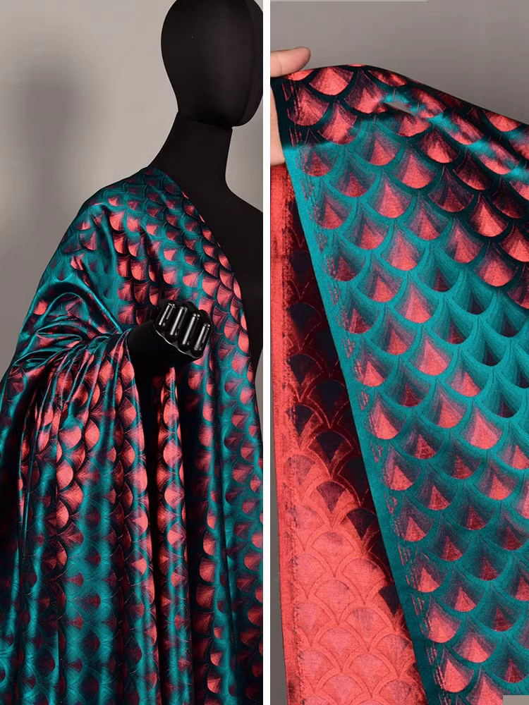 Crystal Mesh Fabric - Тканая парчовая ткань павлина зеленого цвета